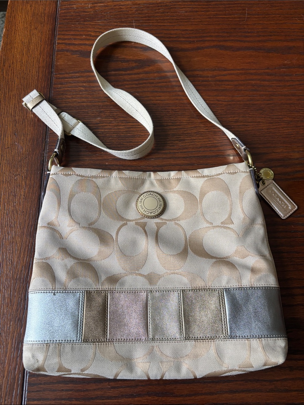 Coach F19209 Signature CC Metallic Patchwork Crossbody Bag Y2K